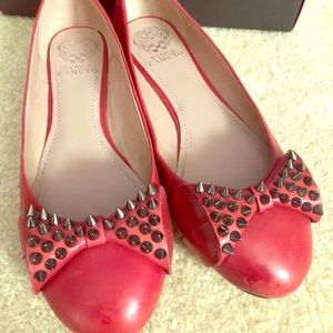 Vince Camuto red bow studded flats